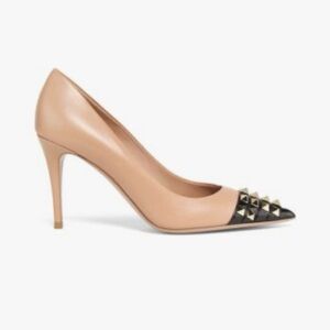 Valentino Tan and Black Studded Heels